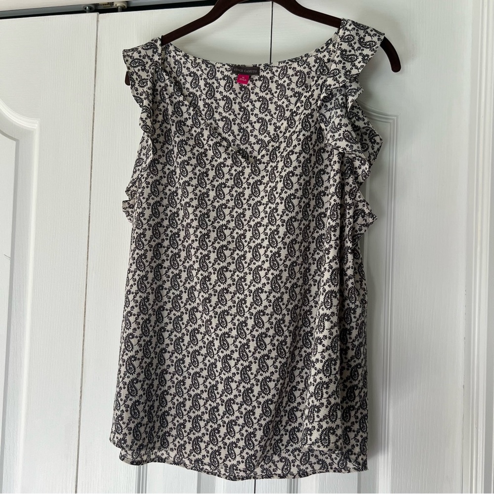 Vince Camuto Black and White Paisley Women's Sleeveless Top Size XL